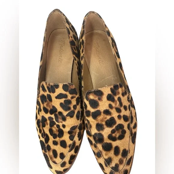 MADEWELL The Frances Loafer in Leopard Calf Hair pointy toe flat slight heel - Picture 1 of 8